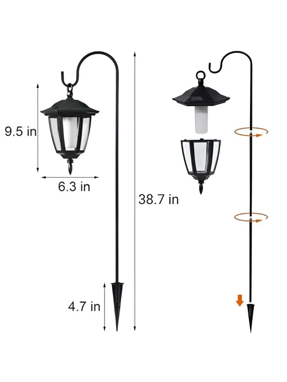 6 Pack Solar Halloween Flame Hanging Lights Outdoor, Flickering Flame LED